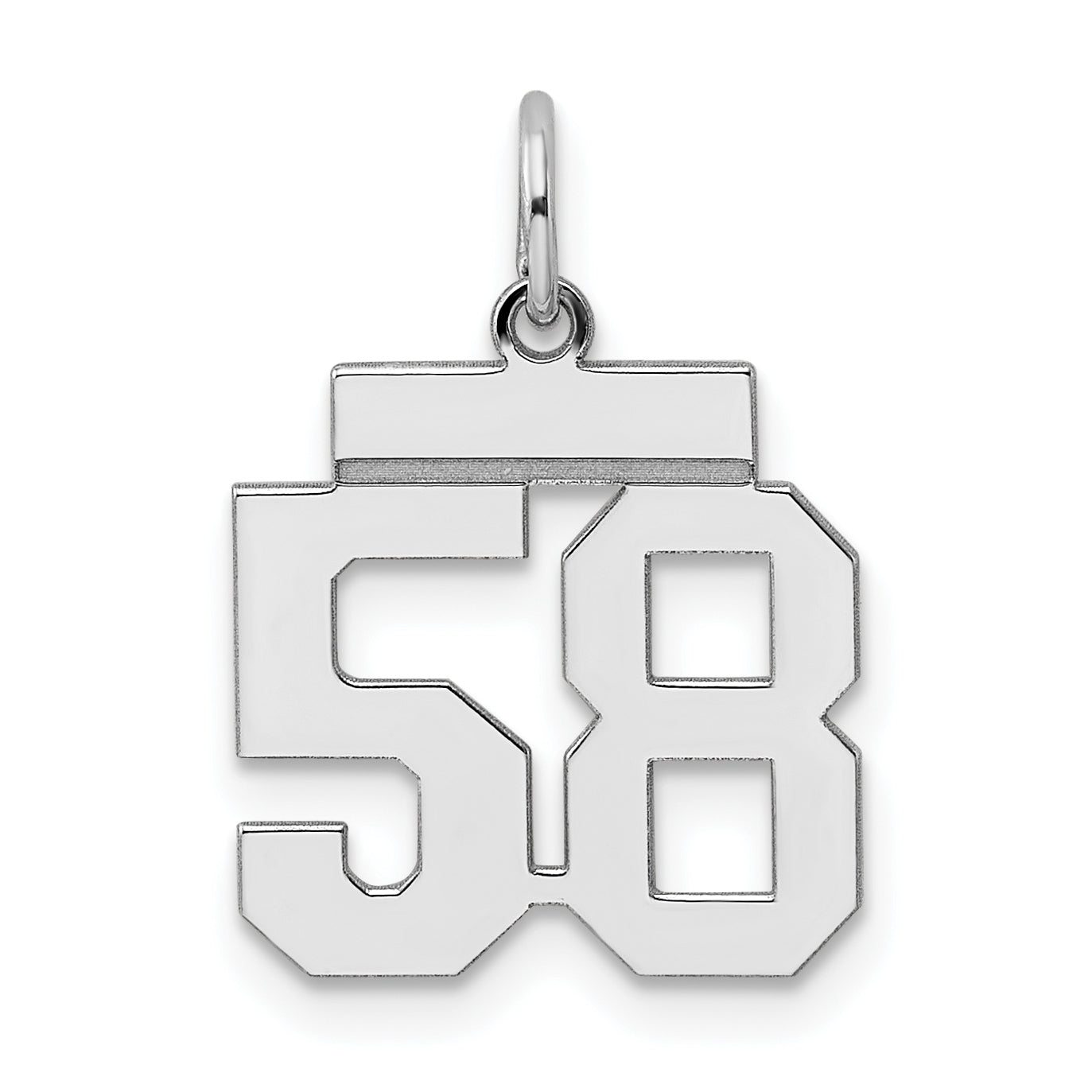 Sterling Silver/Rhodium-plated Polished Number 58 Charm