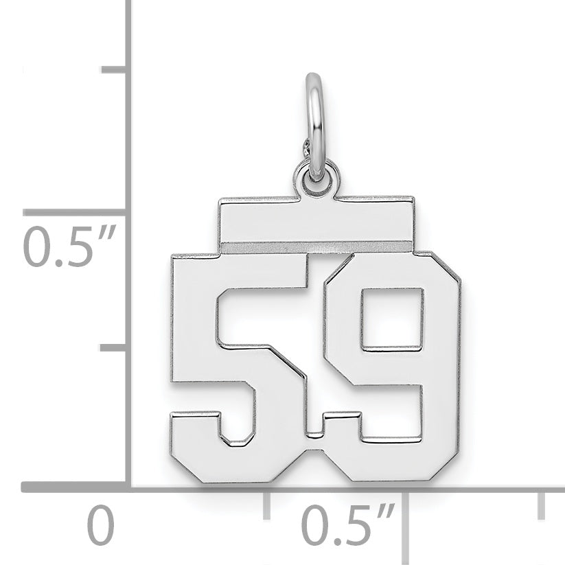 Sterling Silver Rhodium-plated Small Polished Number 59 Charm