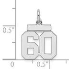 Sterling Silver Rhodium-plated Small Polished Number 60 Charm