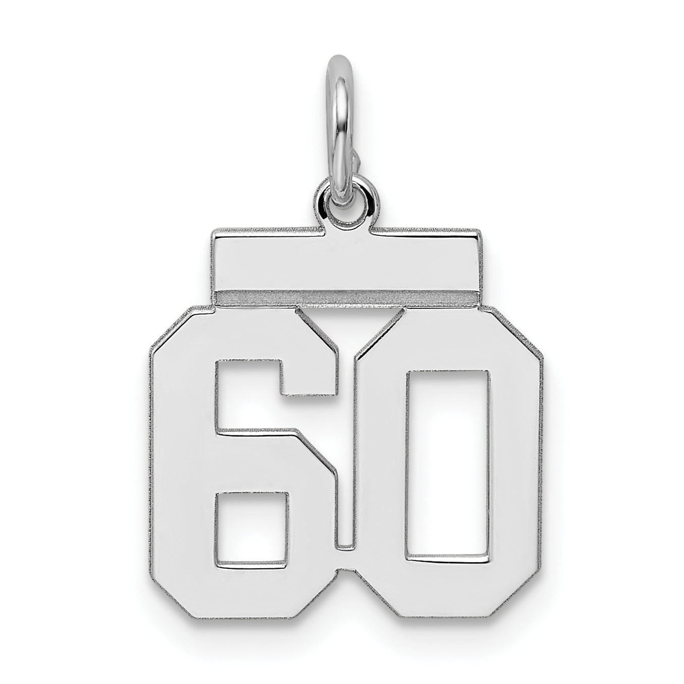 Sterling Silver/Rhodium-plated Polished Number 60 Charm Main image