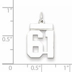 Sterling Silver Rhodium-plated Small Polished Number 61 Charm