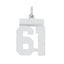 Sterling Silver/Rhodium-plated Polished Number 61 Charm