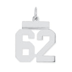 Sterling Silver/Rhodium-plated Polished Number 62 Charm