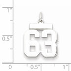 Sterling Silver Rhodium-plated Small Polished Number 63 Charm
