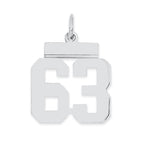 Sterling Silver/Rhodium-plated Polished Number 63 Charm