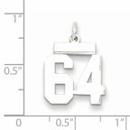 Sterling Silver Rhodium-plated Small Polished Number 64 Charm