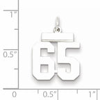 Sterling Silver Rhodium-plated Small Polished Number 65 Charm