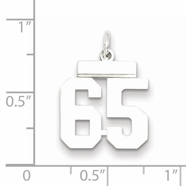 Sterling Silver Rhodium-plated Small Polished Number 65 Charm