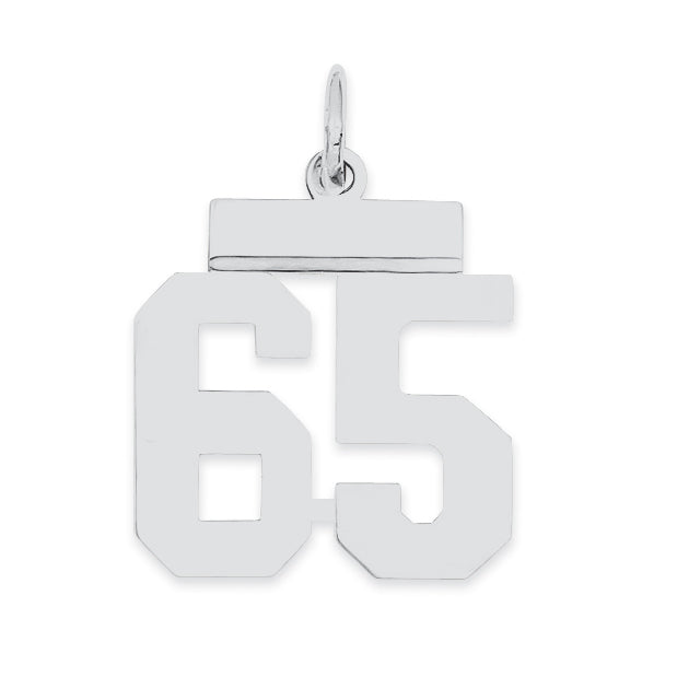 Sterling Silver/Rhodium-plated Polished Number 65 Charm