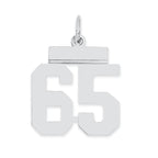 Sterling Silver/Rhodium-plated Polished Number 65 Charm