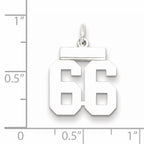 Sterling Silver Rhodium-plated Small Polished Number 66 Charm