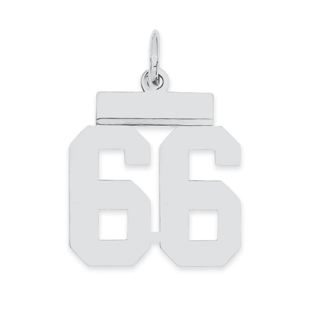 Sterling Silver/Rhodium-plated Polished Number 66 Charm