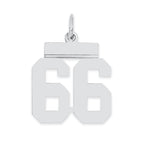Sterling Silver/Rhodium-plated Polished Number 66 Charm