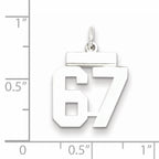 Sterling Silver Rhodium-plated Small Polished Number 67 Charm