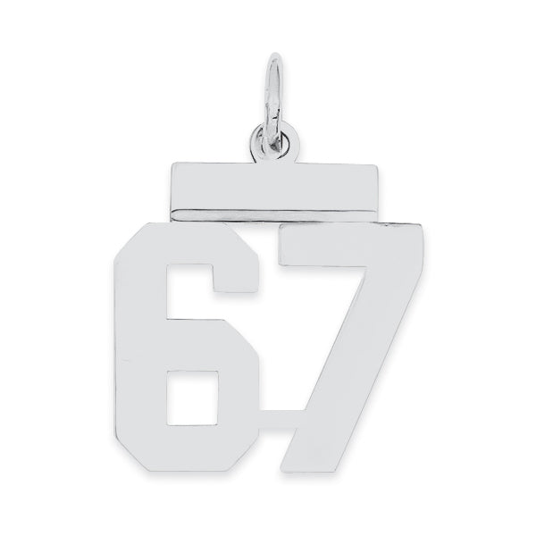 Sterling Silver/Rhodium-plated Polished Number 67 Charm