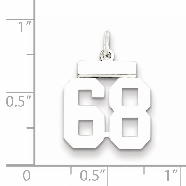 Sterling Silver Rhodium-plated Small Polished Number 68 Charm Secondary image
