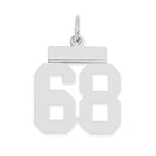 Sterling Silver/Rhodium-plated Polished Number 68 Charm
