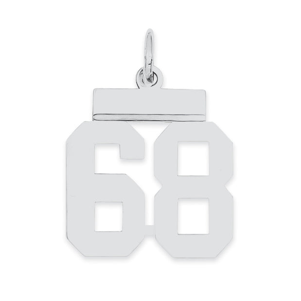 Sterling Silver/Rhodium-plated Polished Number 68 Charm