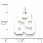 Sterling Silver Rhodium-plated Small Polished Number 69 Charm