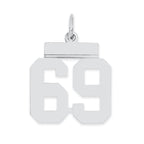 Sterling Silver/Rhodium-plated Polished Number 69 Charm