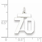 Sterling Silver Rhodium-plated Small Polished Number 70 Charm