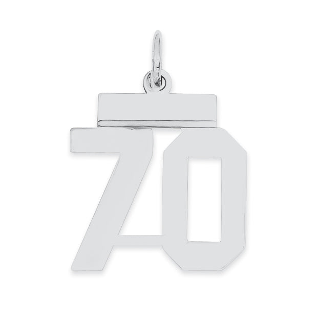 Sterling Silver/Rhodium-plated Polished Number 70 Charm Main image