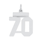Sterling Silver/Rhodium-plated Polished Number 70 Charm