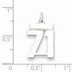Sterling Silver Rhodium-plated Small Polished Number 71 Charm