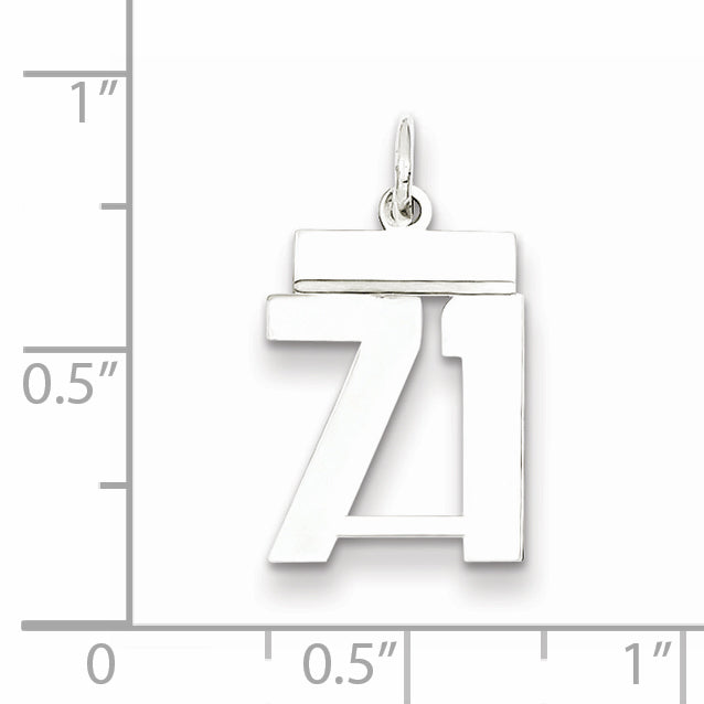 Sterling Silver Rhodium-plated Small Polished Number 71 Charm