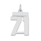 Sterling Silver/Rhodium-plated Polished Number 71 Charm