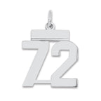 Sterling Silver/Rhodium-plated Polished Number 72 Charm