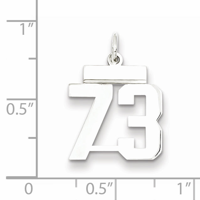 Sterling Silver Rhodium-plated Small Polished Number 73 Charm Secondary image