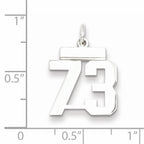 Sterling Silver Rhodium-plated Small Polished Number 73 Charm