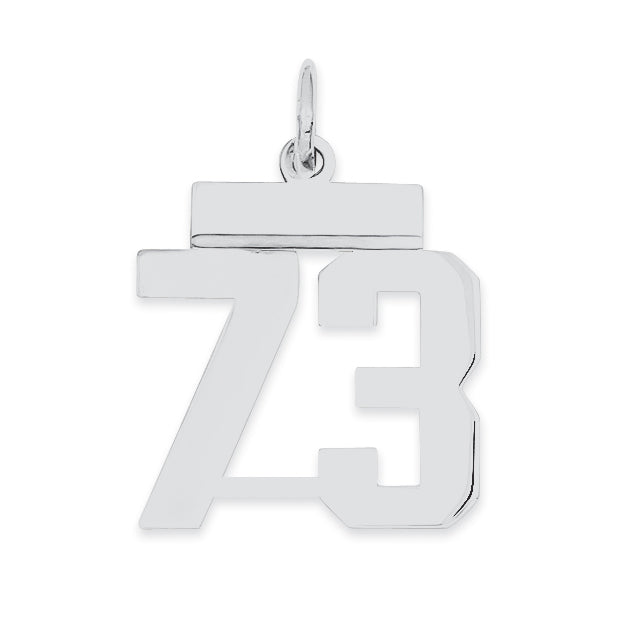 Sterling Silver/Rhodium-plated Polished Number 73 Charm