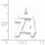 Sterling Silver Rhodium-plated Small Polished Number 74 Charm