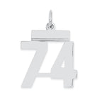 Sterling Silver/Rhodium-plated Polished Number 74 Charm