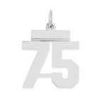Sterling Silver/Rhodium-plated Polished Number 75 Charm