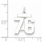 Sterling Silver Rhodium-plated Small Polished Number 76 Charm