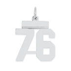 Sterling Silver/Rhodium-plated Polished Number 76 Charm