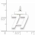 Sterling Silver Rhodium-plated Small Polished Number 77 Charm