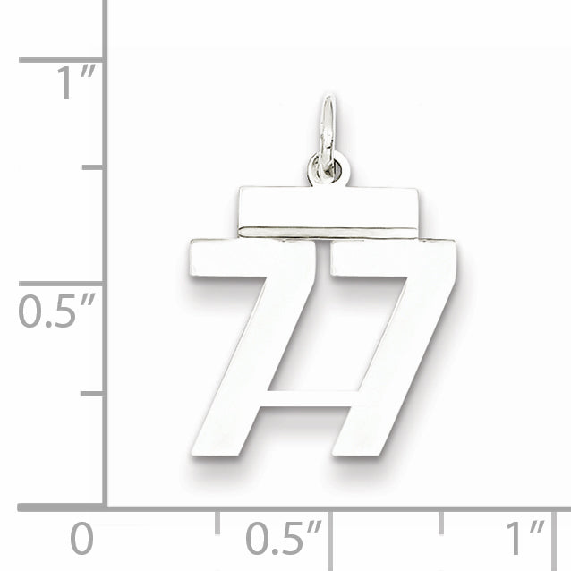 Sterling Silver Rhodium-plated Small Polished Number 77 Charm