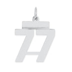 Sterling Silver/Rhodium-plated Polished Number 77 Charm