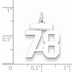 Sterling Silver Rhodium-plated Small Polished Number 78 Charm