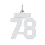 Sterling Silver/Rhodium-plated Polished Number 78 Charm