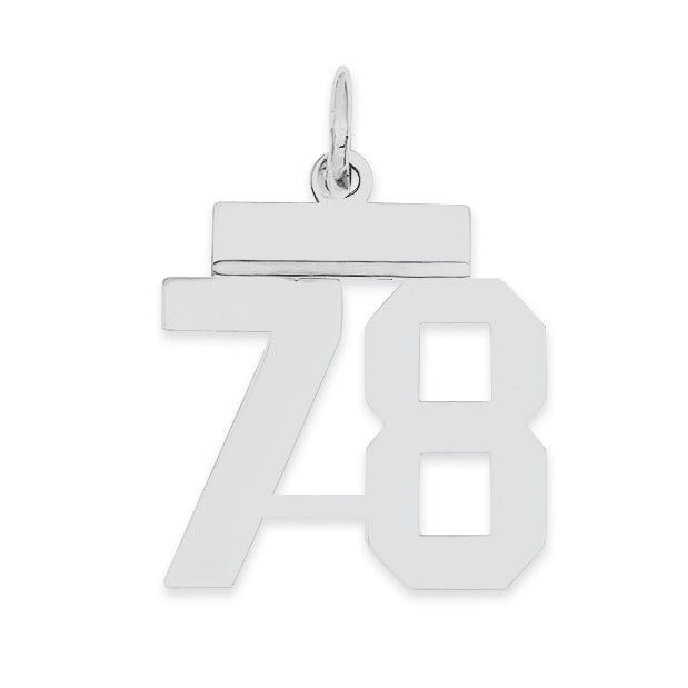 Sterling Silver/Rhodium-plated Polished Number 78 Charm