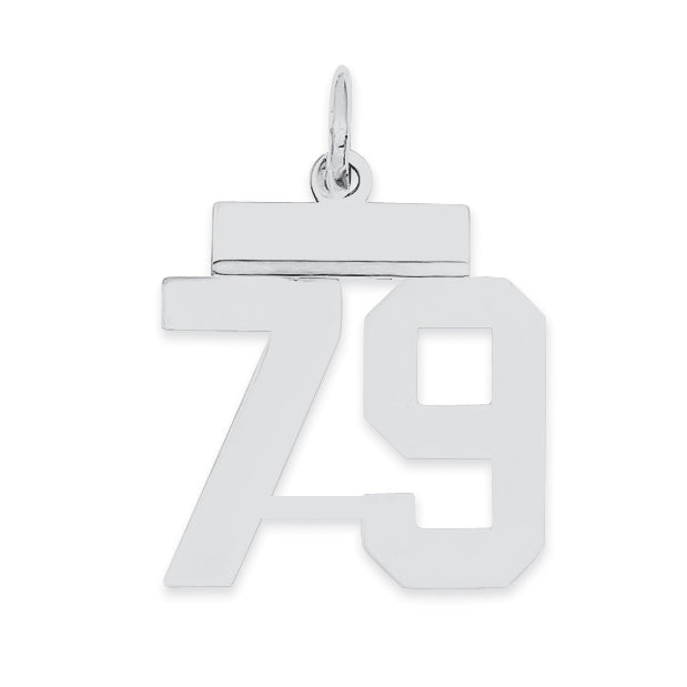 Sterling Silver/Rhodium-plated Polished Number 79 Charm