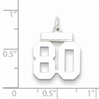 Sterling Silver Rhodium-plated Small Polished Number 80 Charm