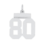 Sterling Silver/Rhodium-plated Polished Number 80 Charm
