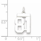 Sterling Silver Rhodium-plated Small Polished Number 81 Charm