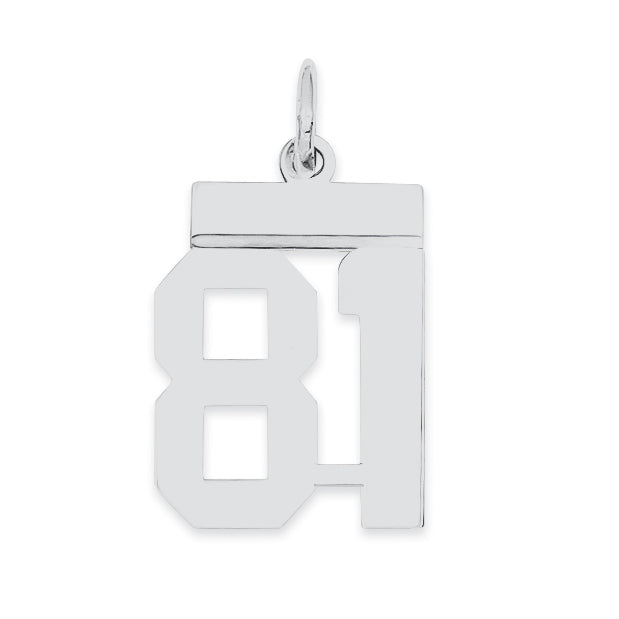 Sterling Silver/Rhodium-plated Polished Number 81 Charm